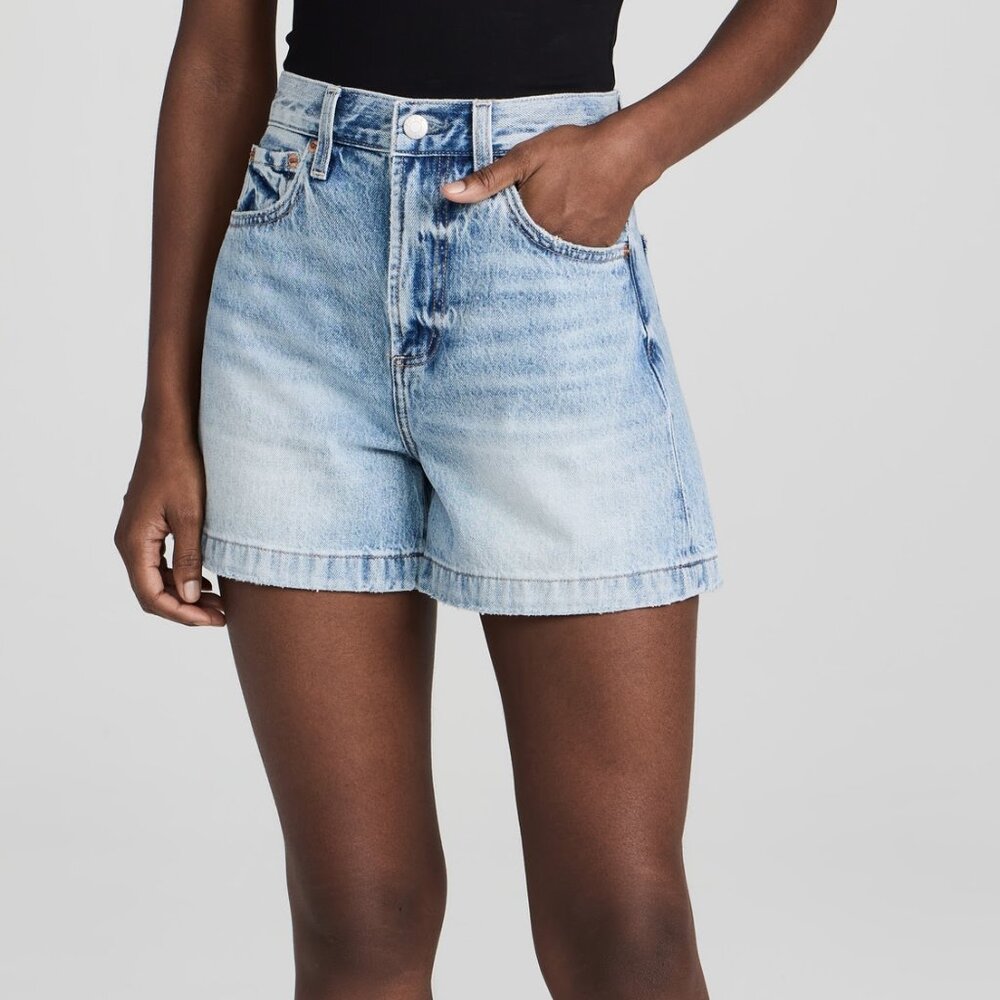 Pistola Saige High-Rise A-Line Light Blue Jean Shorts